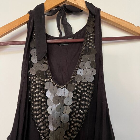 Guess Black Halter Bodycon Dress – Sequin Embellished – Size S - Picture 2 of 5